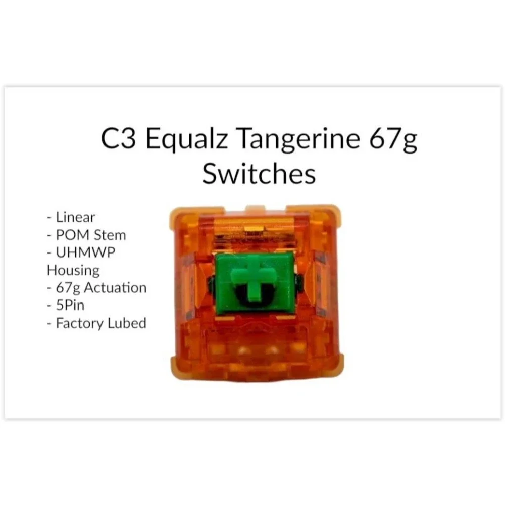 C³Equalz X TKC Tangerine Switches- 70 Lubed and Filmed Custom Keyboard switches